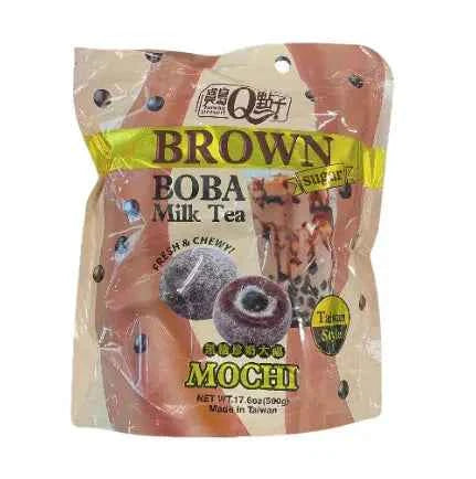 Q-BRAND Brown Sugar Boba Milk Tea Mochi 500g/ Q Brūnā cukura Boba piena tējas Moči 500g