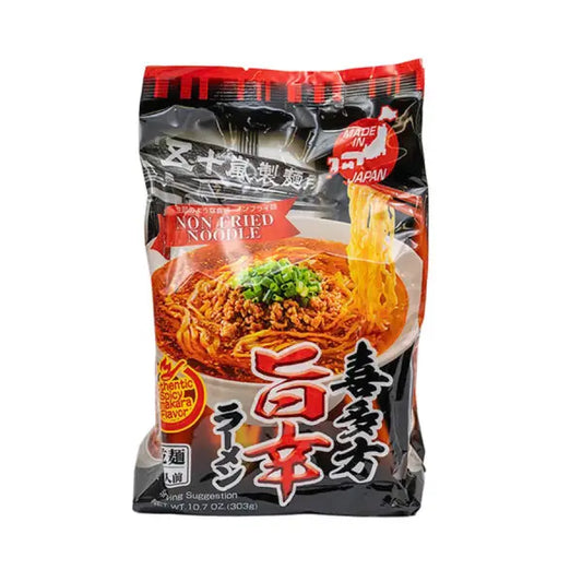 Igarashi Seimen Kitakata Spicy Umakara Ramen (3 portions)/ Igarashi Seimen Kitakata Pikantais Umakara Ramen (3 porcijas) - Oishii Asian Mart