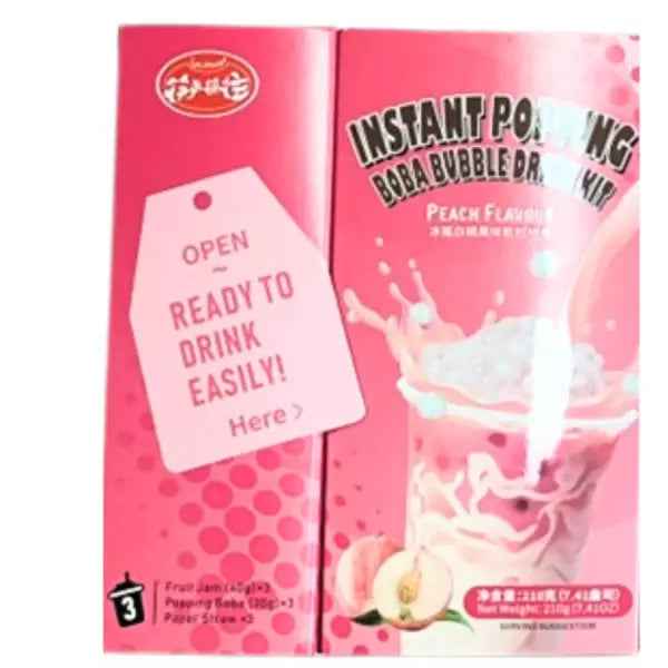 KLKW Peach Popping Bubble Tea Kit 210g/ KLKW Persiku popping Bubble Tea Kit 210g