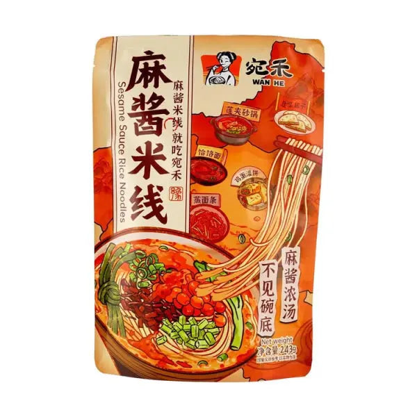 Wanhe Classic Rice Noodle with Sesame Sauce 243g/ Wanhe Klasiskās rīsu nūdeles ar sezama mērci 243g - Oishii Asian Mart