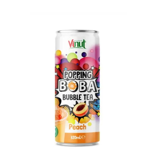 Popping Boba Bubble Tea - Peach 320ml / Popping Boba burbuļu tēja - Persiks 320ml - Oishii Asian Mart