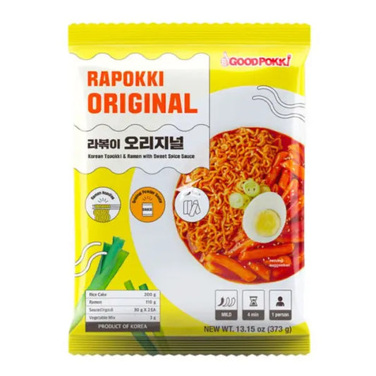 Korean Topokki & Noodle with Sweet Spicy Sauce 373g/ Korejiešu topoki un nūdeles ar saldo pikanto mērci 373 g - Oishii Asian Mart