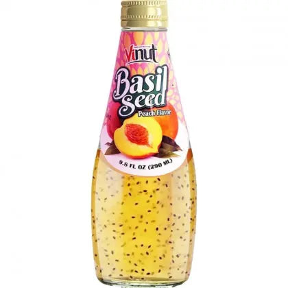 Basil Seed Drink Peach 290ml/ Bazilika sēklu dzēriens ar persiku garšu 290ml - Oishii Asian Mart