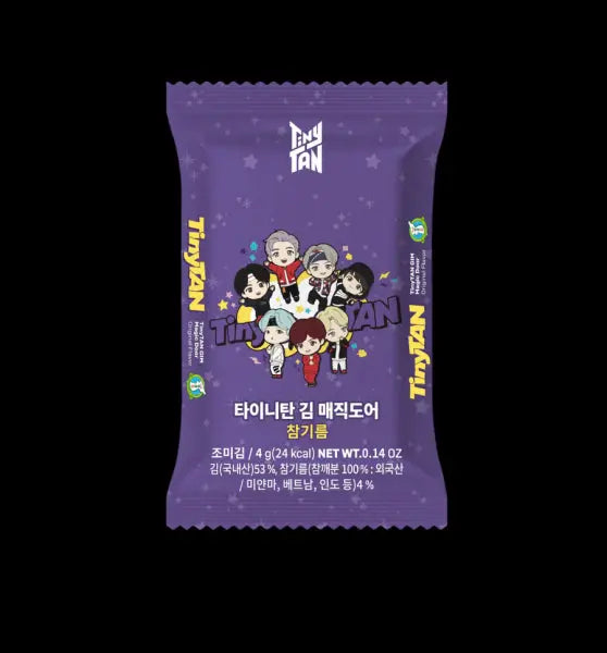 BTS TinyTAN Seasoned Seaweed Snack Sesame Oil 4g/ BTS TinyTAN Garšvielu Jūraszāļu Uzkoda ar Sezama Eļļu 4g - Oishii Asian Mart