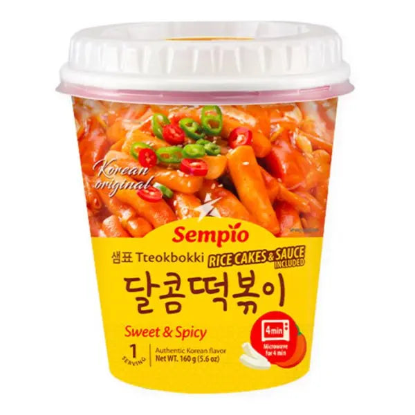 SEMPIO Tteokbokki Sweet & Spicy Cup 160g/ SEMPIO Tteokbokki Saldskābā un pikantā krūzīte 160g - Oishii Asian Mart