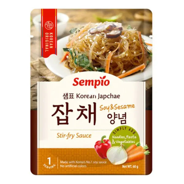 Sempio Korean Japchae Soy Sesame Stir Fry Sauce 60g/ Sempio Korejas Japchae Sojas-Sesamu Wok mērce, 60 g - Oishii Asian Mart