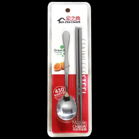 Stainless steel chopsticks and spoon/ Nerūsējošā tērauda irbulīši un karote Oishii Asian Mart