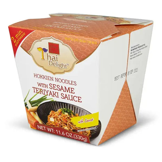 Thai Delight Hokkien Noodle Sesame Teriyaki 330g/ Taizemes gardums Hokkien nūdeles ar sezama terijaki mērci, 330 g - Oishii Asian Mart
