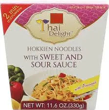 Thai Delight Hokkien noodles with sweet and sour sauce 330gr/ Taizemes gardums Hokkien nūdeles ar saldskābo mērci, 330 g - Oishii Asian Mart