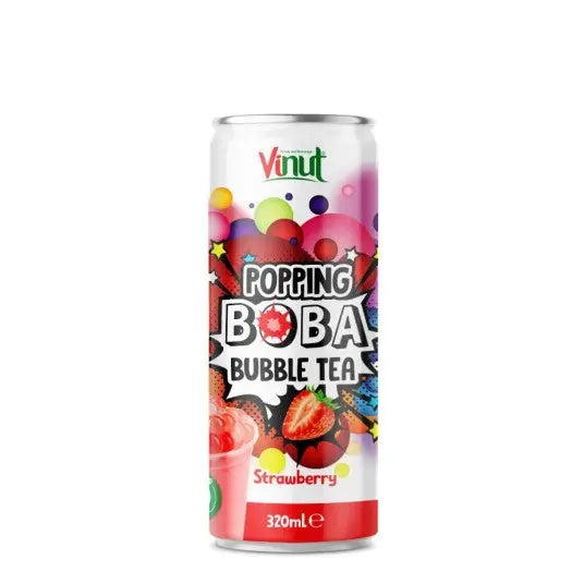 Popping Boba Bubble Tea - Strawberry 320ml/ Popping Boba burbuļtēja - Zemeņu, 320 ml - Oishii Asian Mart
