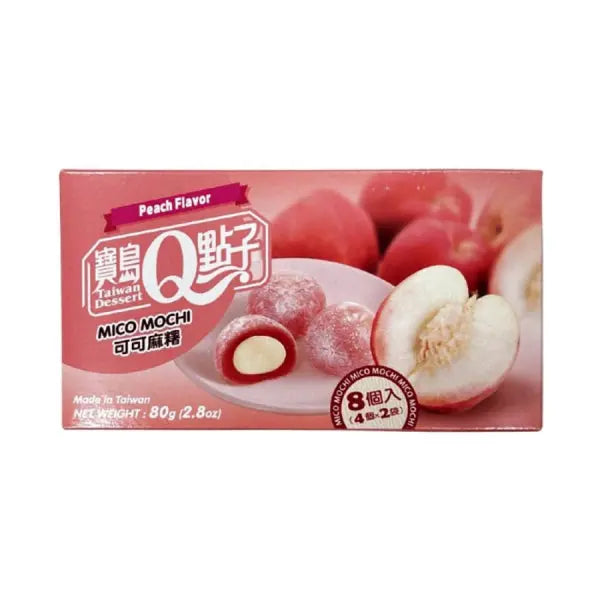 Q Mico Mochi Peach Flavor 80g/ Q Mico Mochi persiku garša 80g - Oishii Asian Mart