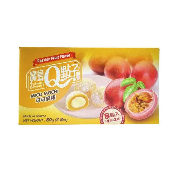Q Mico Mochi Passion Fruit Flavor 80g/ Q Mico Mochi pasifloras garša 80g - Oishii Asian Mart