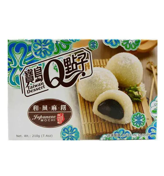Q Sesame Mochi with Coconut Shred 210g/ Q Sezama Mochi ar kokosriekstu skaidiņām 210g - Oishii Asian Mart