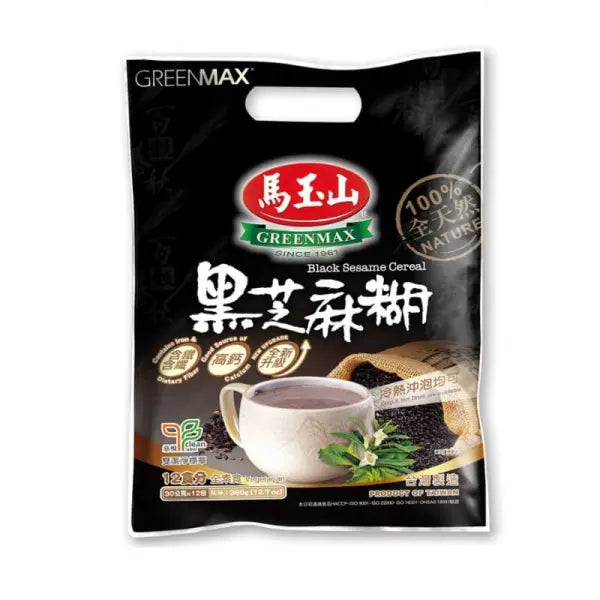 GREENMAX Black Sesame Cereal 360g (30g*12)/ GREENMAX melnā sezama putraimi 360g (30g*12) - Oishii Asian Mart