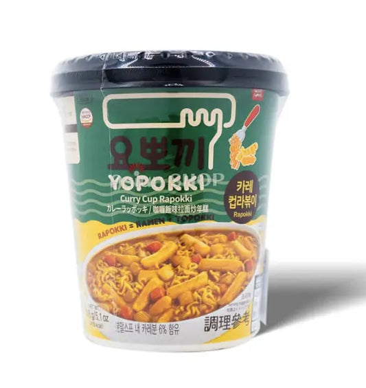 Yopokki Rice cake & Ramen Cup Curry 145g/ Yopokki Rīsu kūka un Ramena krūze Karija 145g - Oishii Asian Mart