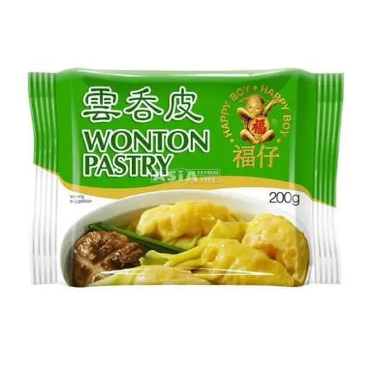 HAPPY BOY Wonton Pastry 200g/ HAPPY BOY Wonton mīklas izstrādājumi 200g - Oishii Asian Mart