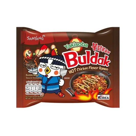 Buldak Yakisoba Hot Chicken Ramen 125g (Japanese Version)/ Buldak Yakisoba Pikantā Vistas Ramen 125g (Japāņu versija) - Oishii Asian Mart