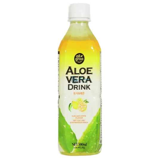 Allgroo Aloe Vera drink with yuzu and lemon 500 ml/ Allgroo Aloe Vera dzēriens ar juzu un citronu, 500 ml - Oishii Asian Mart