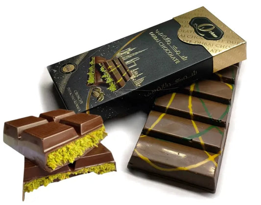 QCHEW Premium Dubai Chocolate 160g (Made in Dubai)/ QCHEW Premium Dubai šokolāde 160g (Ražots Dubaijā) - Oishii Asian Mart