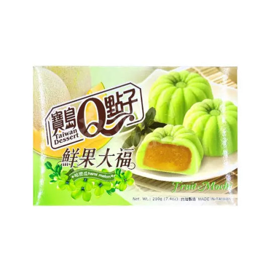 Q-BRAND Fruit Mochi Hami Melon Flavour 210g/ Q-BRAND Augļu Moči Hami Melones Garša 210g - Oishii Asian Mart