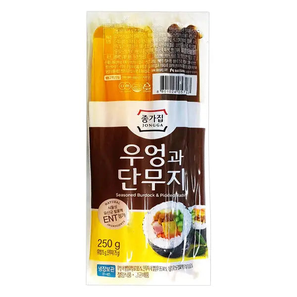 Jongga Pickled Radish and Burdock 250g/ Jongga marinēts redīss un dadzis 250g - Oishii Asian Mart
