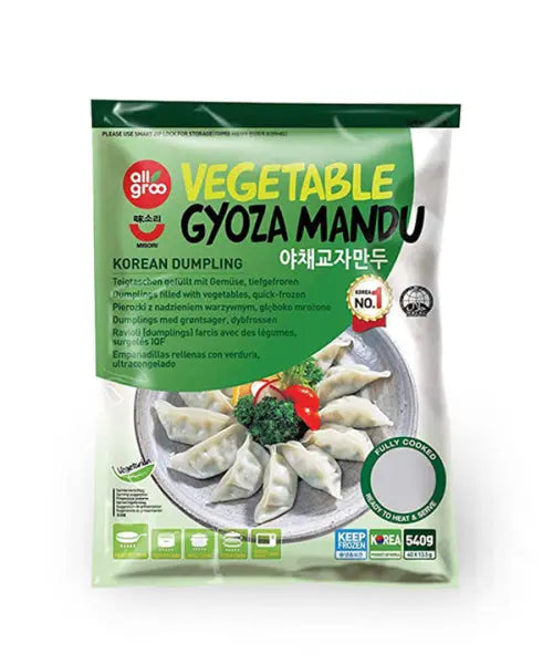 All Groo 540g Frozen Vegetable Gyoza Mandu/ Allgroo saldētie dārzeņu gyoza mandu, 540 g - Oishii Asian Mart