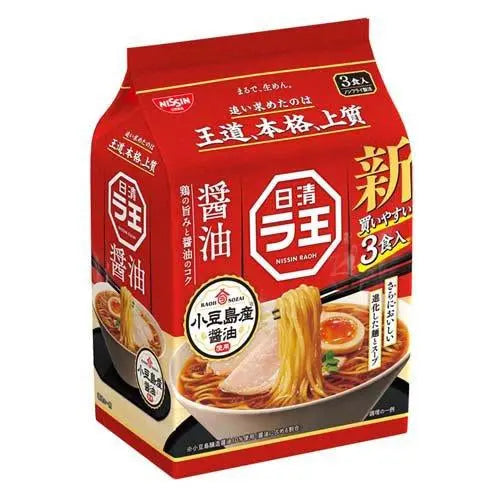 NISSIN Raoh Ramen Shoyu Flavor 303g (3 portions)/ NISSIN Raoh rāmens ar sojas mērces garšu 303g (3 porcijas) - Oishii Asian Mart