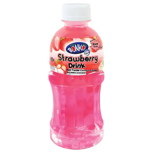 Bonko Nata de Coco Strawberry Drink 320ml/ Bonko Nata de Coco Zemeņu Dzēriens 320ml - Oishii Asian Mart
