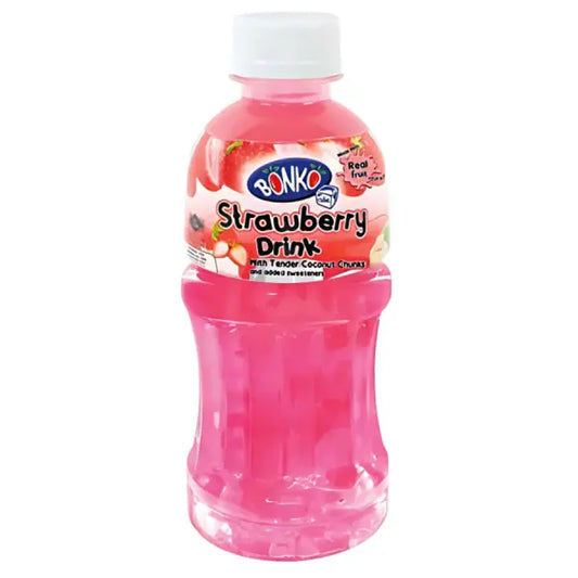 Bonko Nata de Coco Strawberry Drink 320ml/ Bonko Nata de Coco Zemeņu Dzēriens 320ml - Oishii Asian Mart