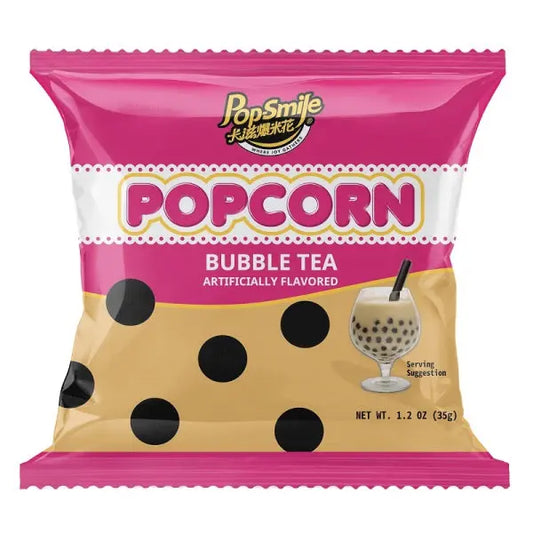 Pop-Smile Popcorn, Bubble Tea Flavour 35g/ Pop-Smile Popkorns, Burbulīšu Tējas Garša 35g - Oishii Asian Mart