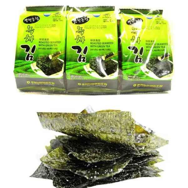 NH Roasted Seaweed Nori Green Tea Flavour (3 gab) 12g/ NH grauzdētas jūraszāles nori ar zaļās tējas garšu (3 gab.) 12g