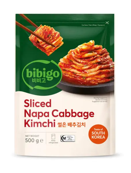 CJ Bibigo Korean Sliced Kimchi 500g/ CJ Bibigo Korejiešu Sagriezts Kimči 500g - Oishii Asian Mart