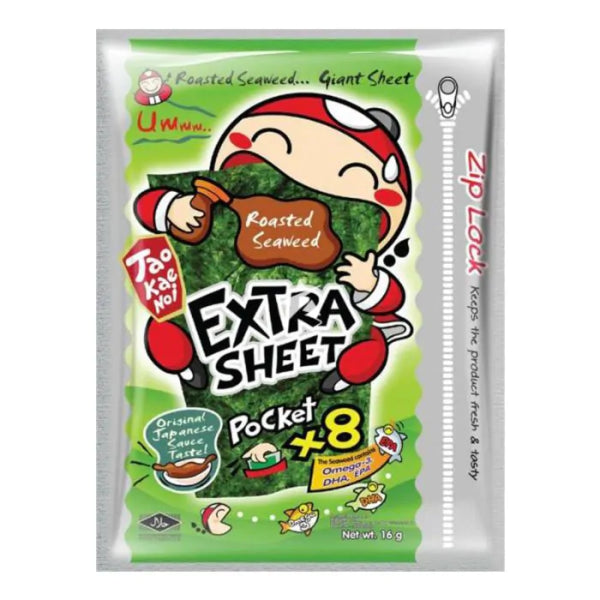 Tao Kae Noi Extra Sheet Seaweed Original 12,8g/ Tao Kae Noi Papildu Lapas Jūraszāles Oriģinālās 12,8g - Oishii Asian Mart