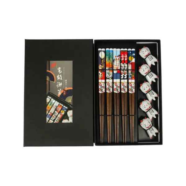 Chopsticks Set Japanese Cat/ Japāņu Kaķu Dizaina Irbulīšu Komplekts
