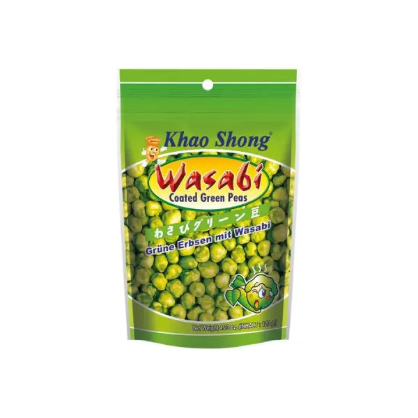 Khao Shong Wasabi Coated Green Peas 120 g/ Khao Shong Vasabi Apvalkoti Zaļie Zirnīši 120g - Oishii Asian Mart
