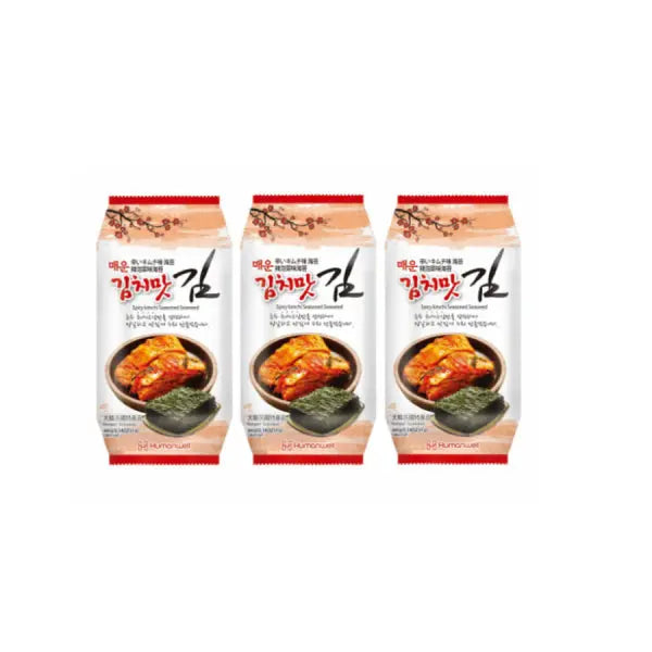 Spicy Kimchi Seasoned Seaweed 4gx3/ Asais Kimči Garšotās Jūraszāles 4g x 3 - Oishii Asian Mart