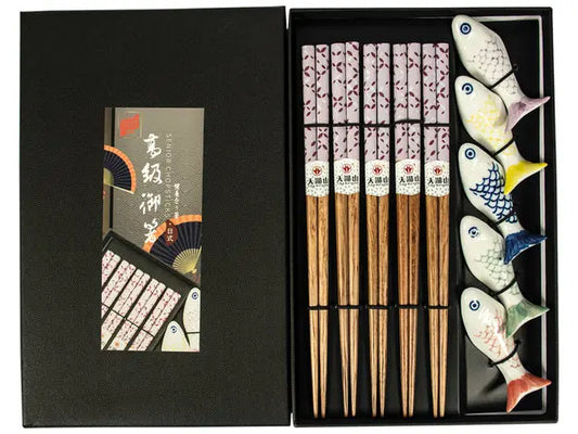 Chopsticks Set Fish/ Irbulīšu Komplekts ar Zivju Dizainu - Oishii Asian Mart