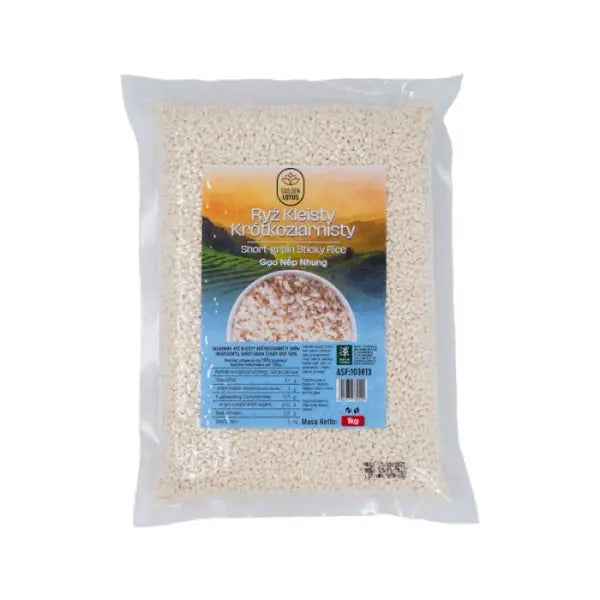 GOLDEN LOTUS Short-grained Glutinous Rice 1kg / GOLDEN LOTUS Īsgraudu Lipīgi Rīsi 1kg