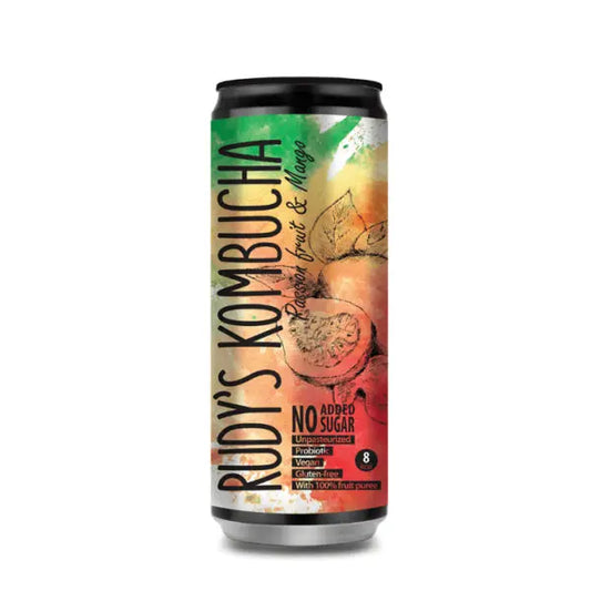 RUDY'S KOMBUCHA Passion Fruit and Mango 330ml/ RUDY'S KOMBUCHA pasifloras un mango 330ml (Honkonga) Rudy