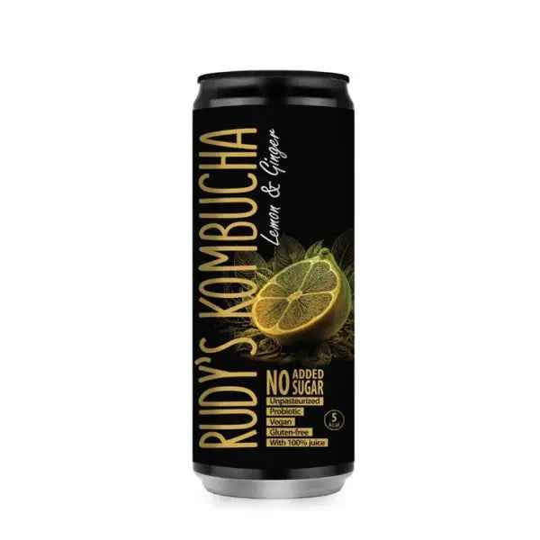 RUDY'S KOMBUCHA Lemon & Ginger 330ml/ RUDY'S KOMBUCHA Citrons un Ingvers 330ml