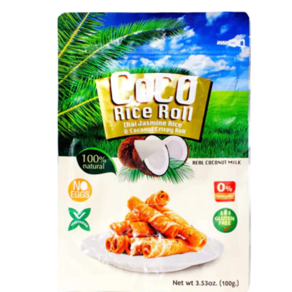 COCORICE Crispy Coconut Roll 100g / COCORICE kraukšķīgie kokosriekstu rullīši 100g (Taizeme) COCORICE