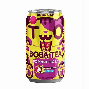 BC Passion Fruit & lychee popping boba tea 315ml/ BC pasifloras un ličiju pērļu boba tēja 315ml (Taivāna) Boba Cat