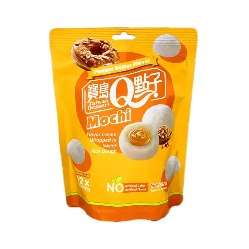 Q Brand Peanut Butter Mochi 180g/ Q Brand zemesriekstu sviesta moči 180 g (Taivāna) Q-BRAND