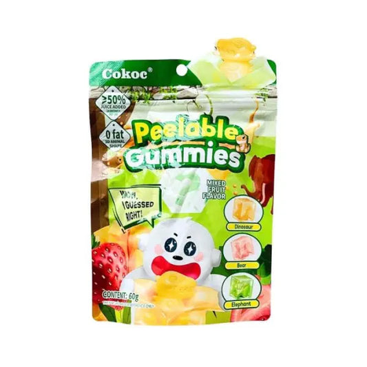 Peelable Fruit Mixed Gummies 60g/ Mizojamās jaukto augļu želejkonfektes 60g (Ķīna) Cokoc