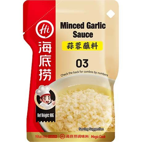 HAIDILAO Minced Garlic Sauce 90G/ HAIDILAO Malto ķiploku mērce 90g (ĶĪNA) HAIDILAO