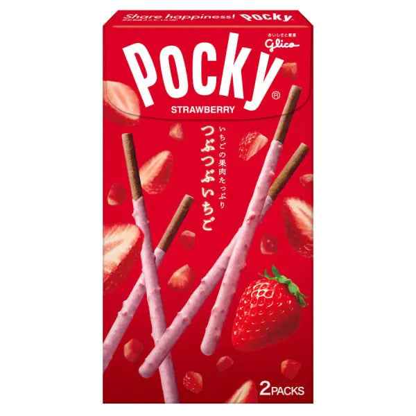 Glico Pocky Biscuit with Strawberry Flakes 55g/ Glico Pocky cepumi ar zemeņu pārslām 55 g