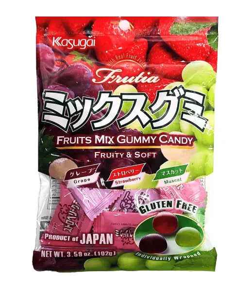 KASUGAI vīnogu /zemeņu/muskatu košļājamās konfektes 102 g