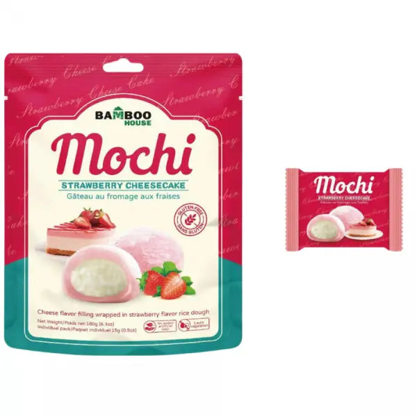 BAMBOO HOUSE Strawberry Cheesecake Mochi 180g/ BAMBOO HOUSE Zemeņu siera kūkas moči 180g (Taivāna) Oishii Asian Mart