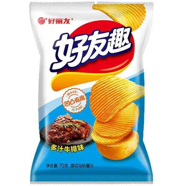 Orion Fried Chips Juicy Steak Flavour 70g/ Orion ceptās čipsi ar sulīga steika garšu 70 g