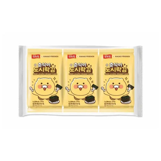 KCK Kakao Friends Seaweed original flavour 3x5g/ KCK Kakao Friends jūraszāles, oriģinālā garša 3×5 g Oishii Asian Mart